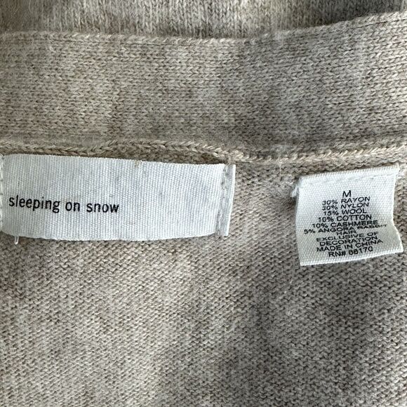Anthropologie Sleeping on Snow Floral Applique Wrap Knit Cardigan Size M - Picture 4 of 6